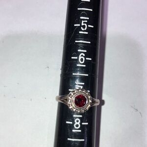 Stunning Sterling Silver Ring with Red Garnet in bezel setting